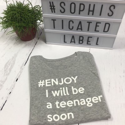 Meisjes T-shirt ronde hals #ENJOY I WILL BE A TEENAGER SOON