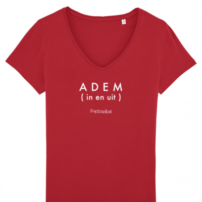 VROUWEN T-shirt V-hals Adem (in en uit) (Zeg het met tekst)